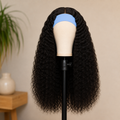 Jet Black Deep Curly Headband Wig