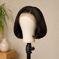 Sleek Dark Brown Side-Part Bob Wig